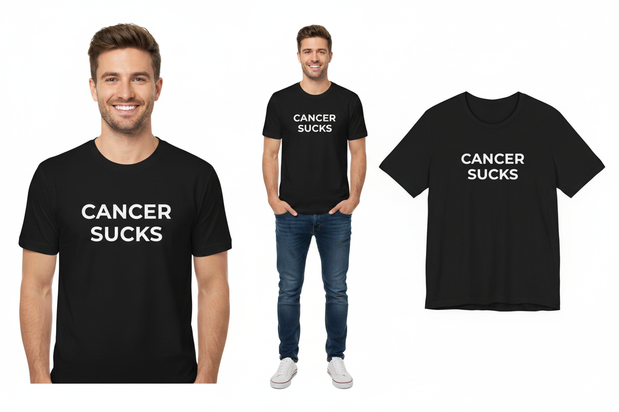 black shirt - cancer sucks text